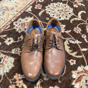 Clarks Men's Whiddon Pace Oxford Dress Shoes Dark Tan Leather